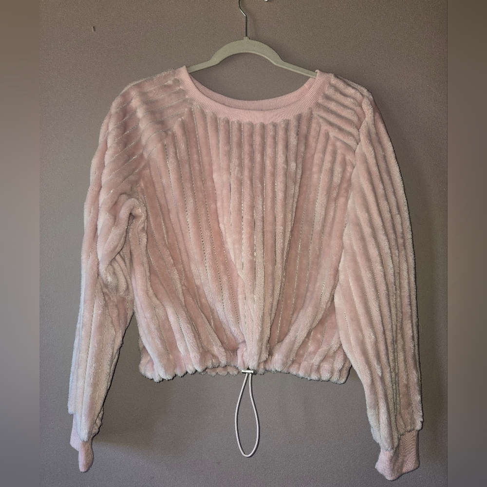 No Boundaries Blush Faux Fur Sweater
